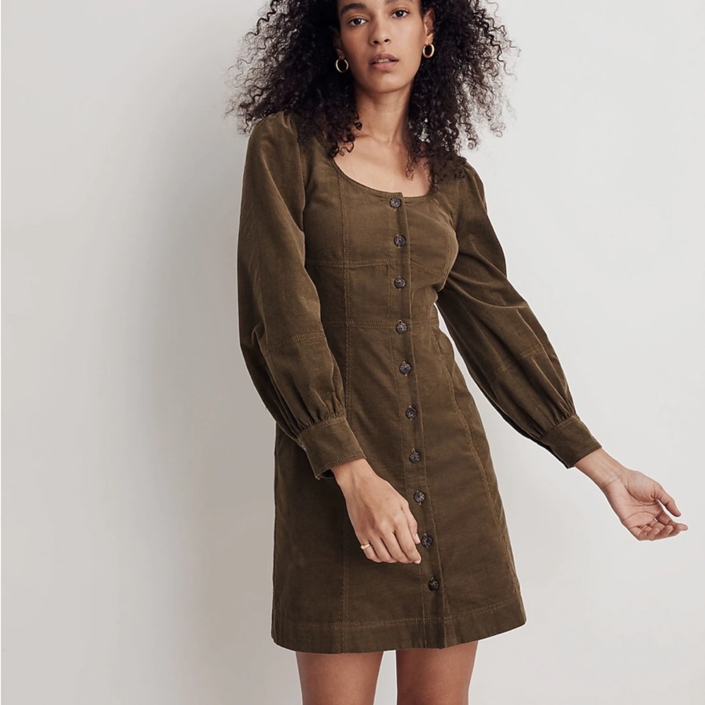 Madewell Olive Long Sleeve Dress